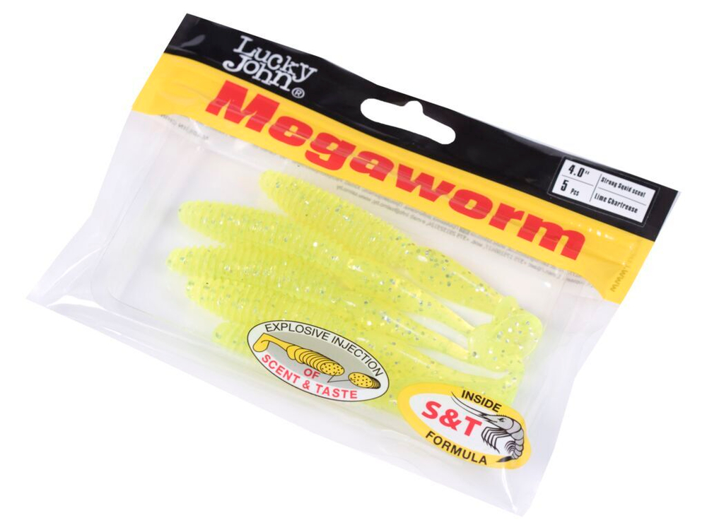 Виброхвосты съедобные LJ Pro Series MegaWorm 4,0in (10,16 см), цв. 071, 5 шт.