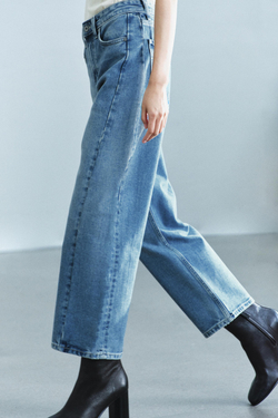 ZARA ДЖИНСЫ ZW COLLECTION ANKLE RELAXED СО СРЕДНЕЙ ПОСАДКОЙ, ГОЛУБОЙ