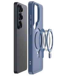 Чехол темно-синего цвета с MagSafe для Samsung Galaxy S26 Ultra, серия Yind Series Case от Dux Ducis (версия с магнитной откидной подставкой)