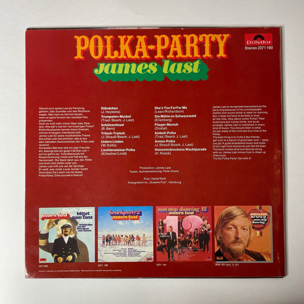 Винтажная виниловая пластинка LP James Last Джеймс Ласт Polka Party (Germany 1971)