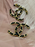 Брошь Шан.  золотистая (лимонная) с черной кожей