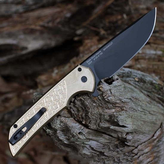 Нож складной Pro-Tech MORDAX FLIPPER - сталь MAGNACUT,кл.черн.DLC,рук.бронз.текстур.алюм