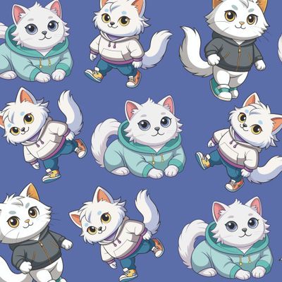 Котики(синий фон)