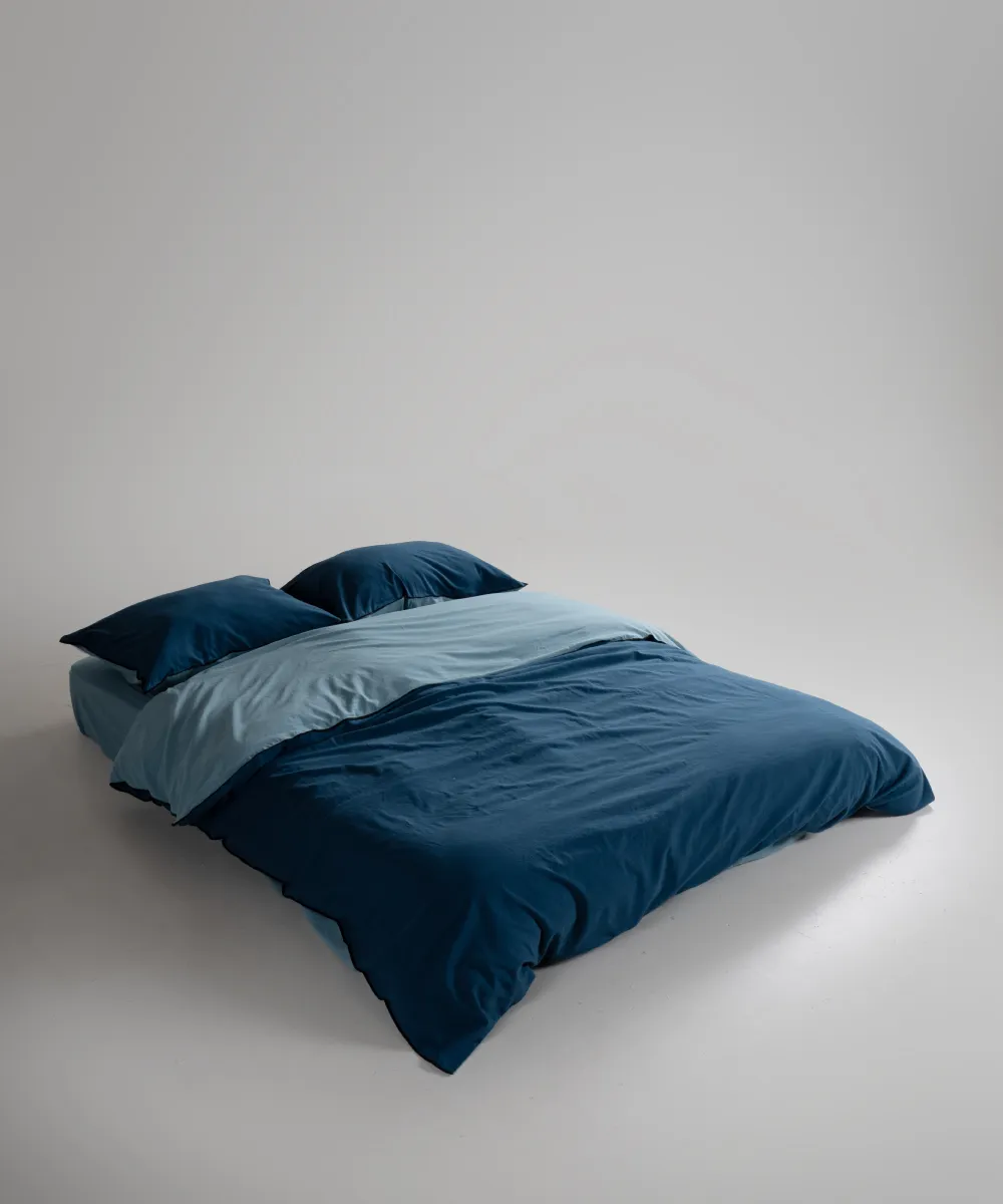 Lımasso КПБ 4 пр. Stonewashed Essualte Akdeniz Blue-Dress Blue пододеяльник 200*220, простынь 240*260, наволочки 50*70 2шт — фото 9