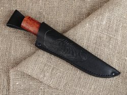 Нож Ханты-Манси, дамасская сталь, рукоять мореная карельская берёза