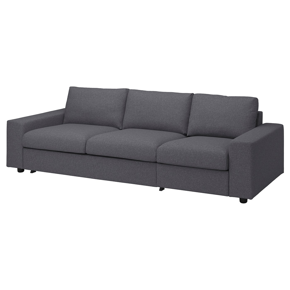 IKEA VIMLE  (ИКЕА ВИМЛЕ)  -  Чехол на раскладной диван 3-местный - с широкими подлокотниками/Гуннаред средне-серый