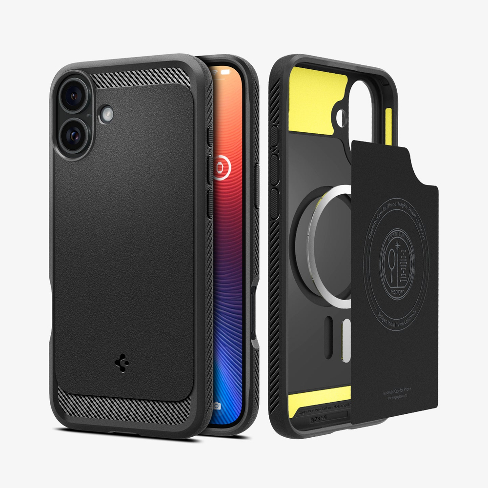 Чехол Spigen Rugged Armor Magsafe, matte black - iPhone 16