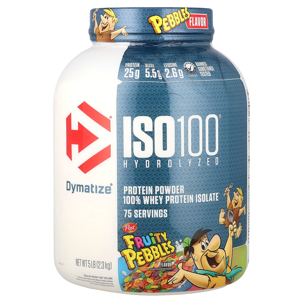 Dymatize, ISO100®, гидролизованный, 100% изолят сывороточного протеина, фруктовые шарики, 2,3 кг (5 фунтов)