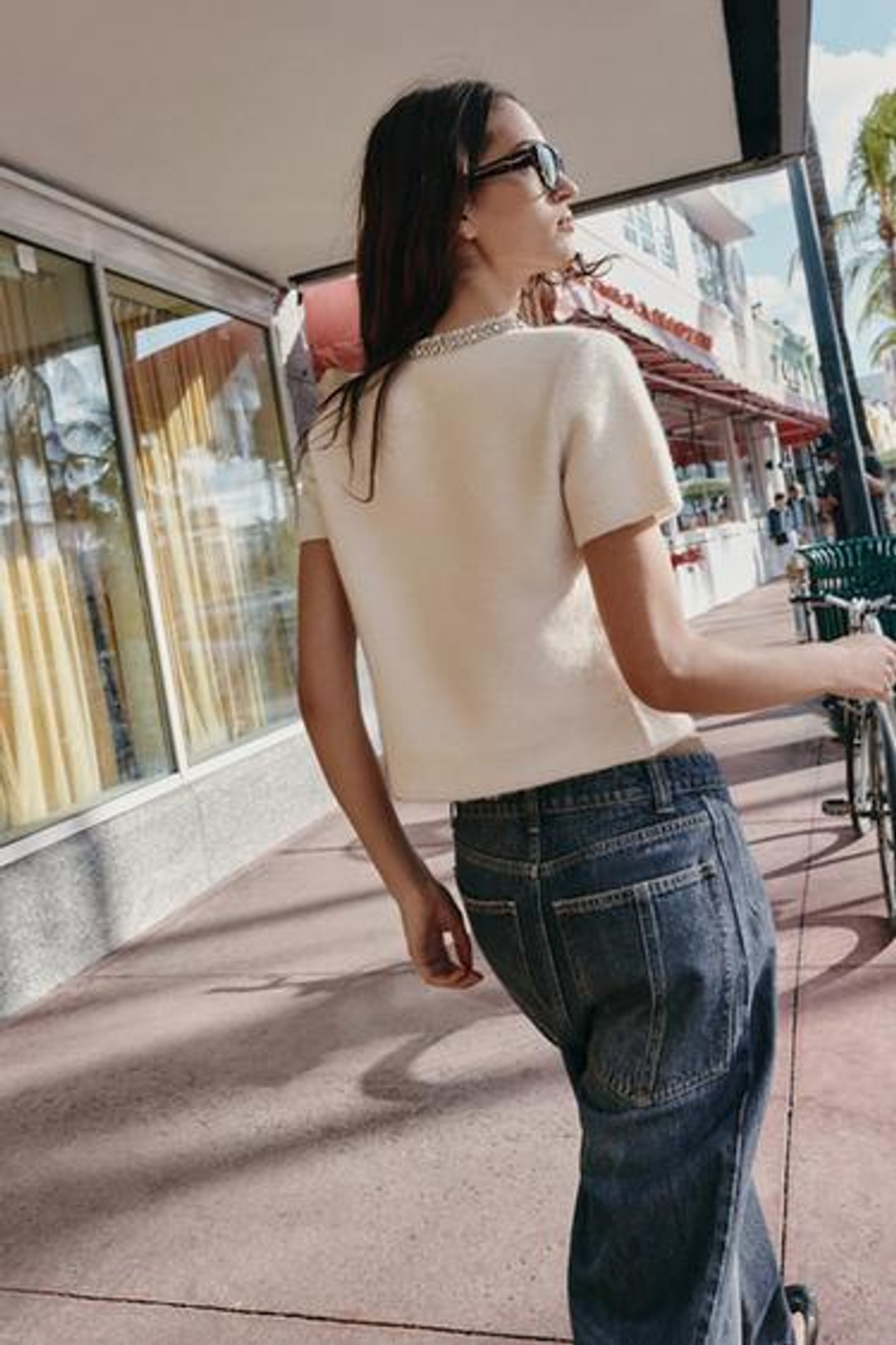 Шерстяной пиджак с камушками на воротнике - ZARA