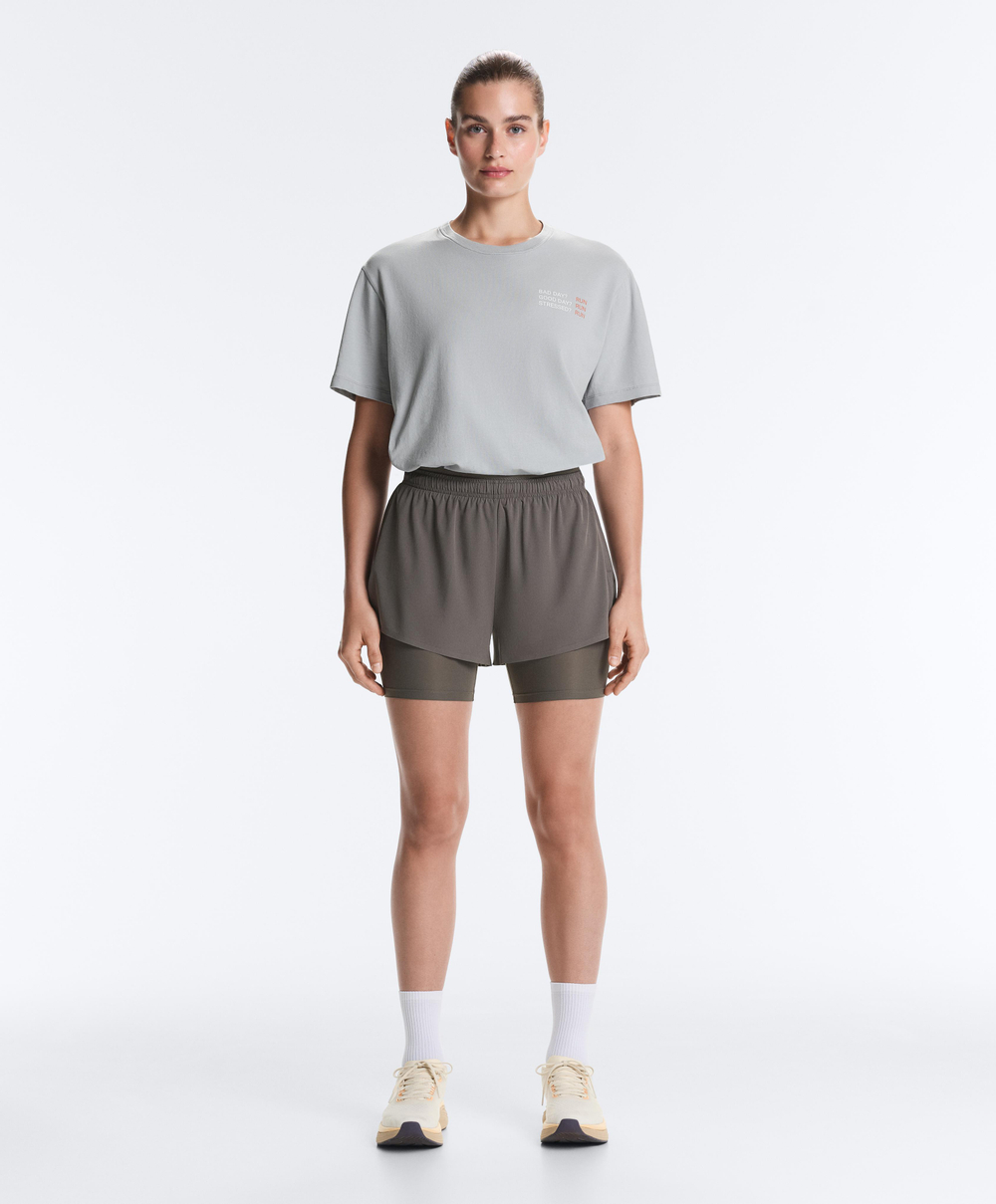 Oysho Футболка Boxy с надписью из смесового хлопка, серый