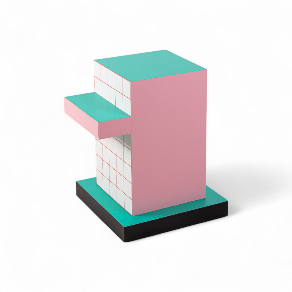 Приставной столик Seletti Supersidetable Red Grid, голубой, розовый, черный