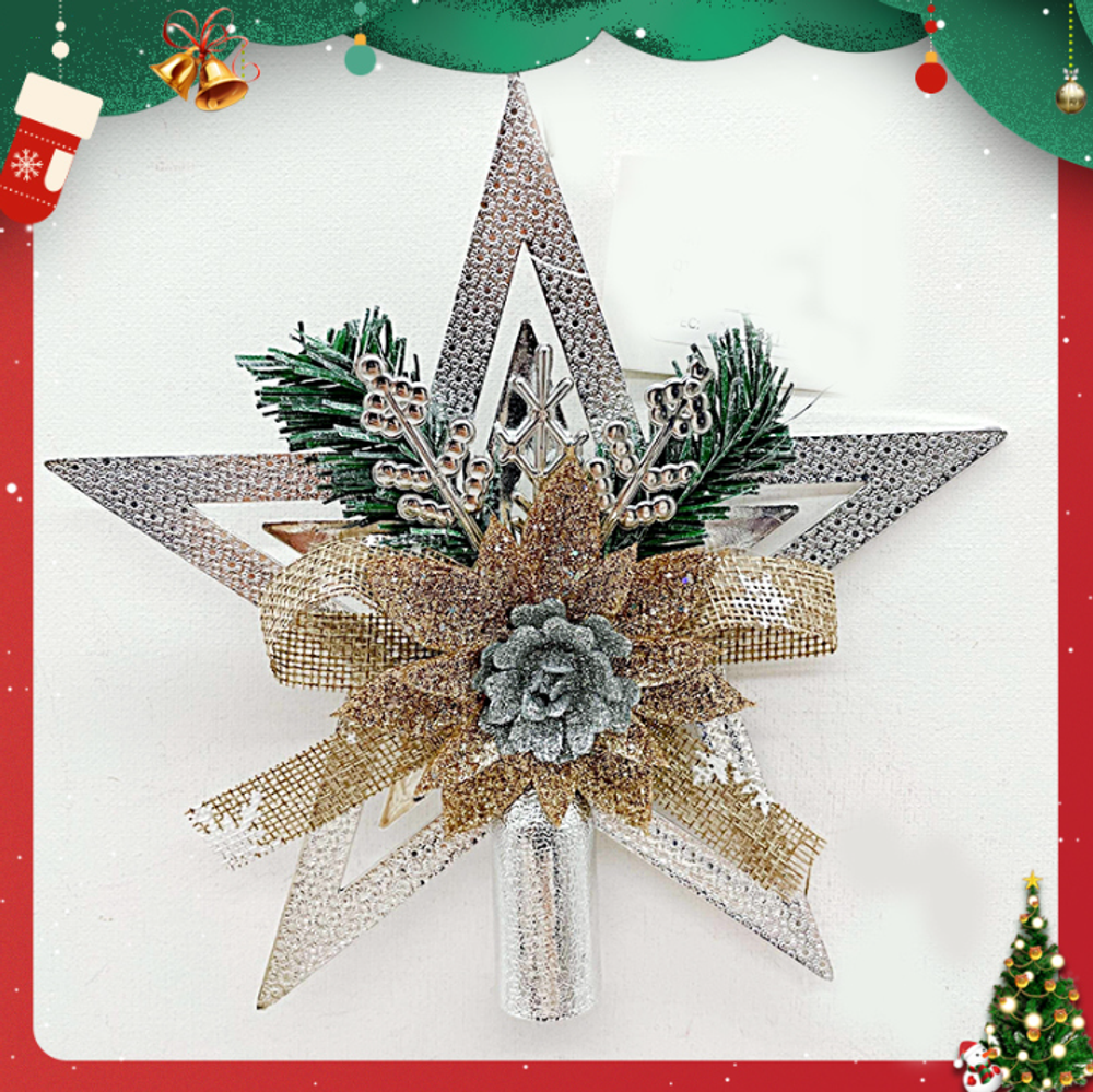 Декоративная звезда на елку "Red Santa Tree Star", серебро
