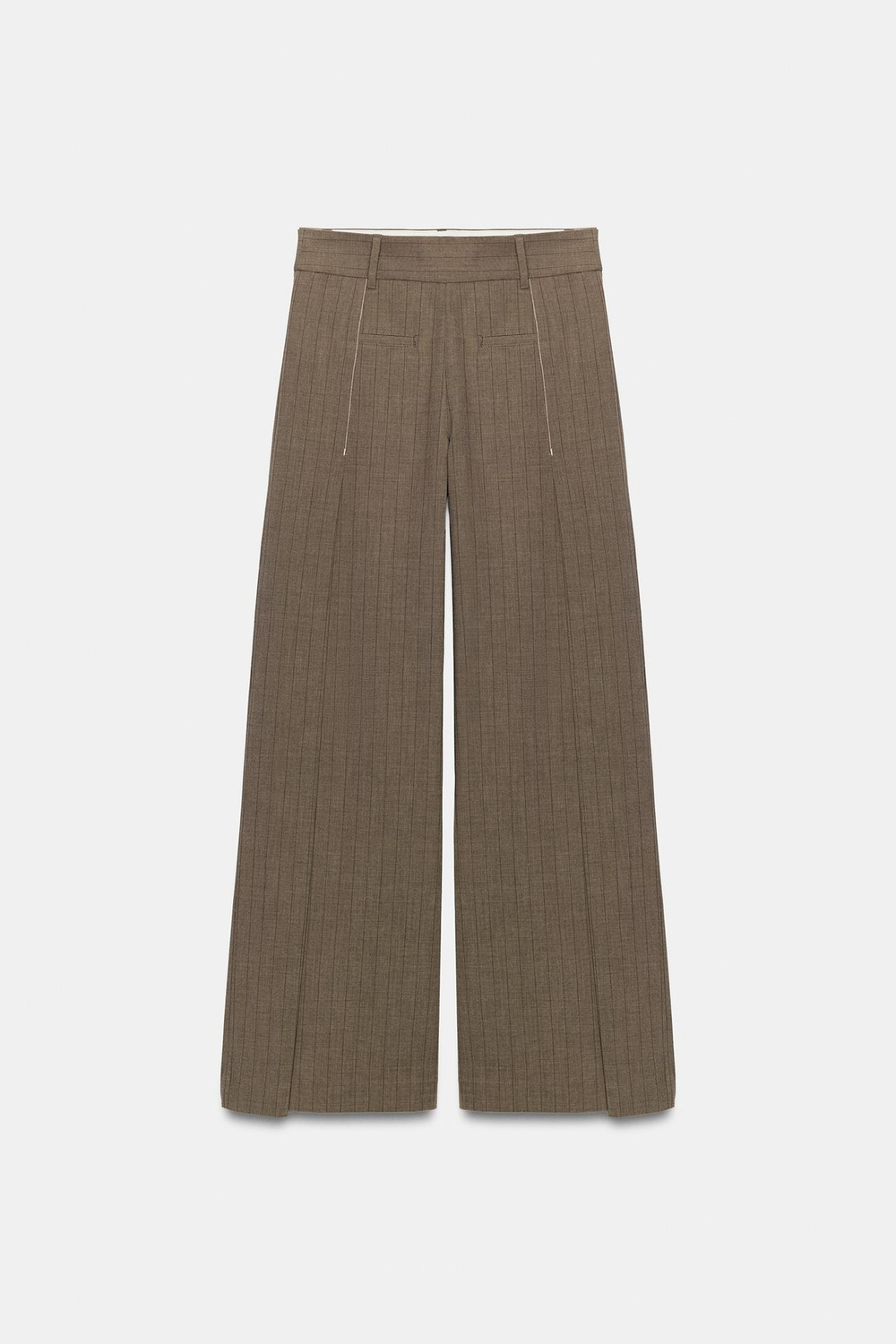 ZARA БРЮКИ В ТОНКУЮ ПОЛОСКУ СО СКЛАДКАМИ, КОРИЧНЕВЫЙ