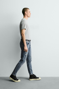 ZARA ДЖИНСЫ SKINNY FIT, ВЫЦВЕТШИЙ СИНИЙ