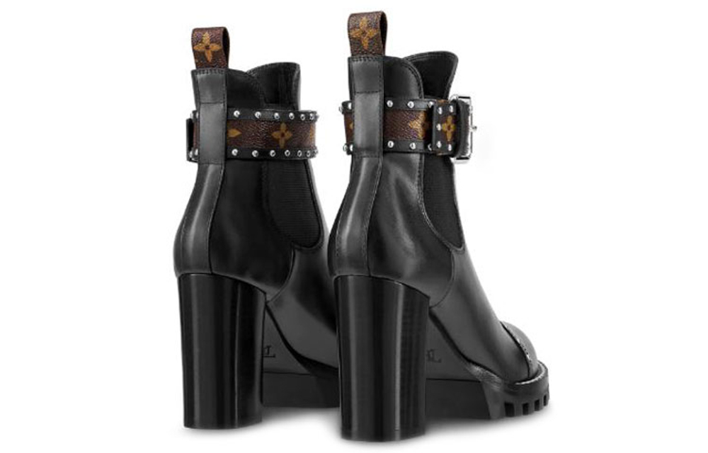 LOUIS VUITTON Star Trail Studs Ankle Boots 8cm Women"s Black