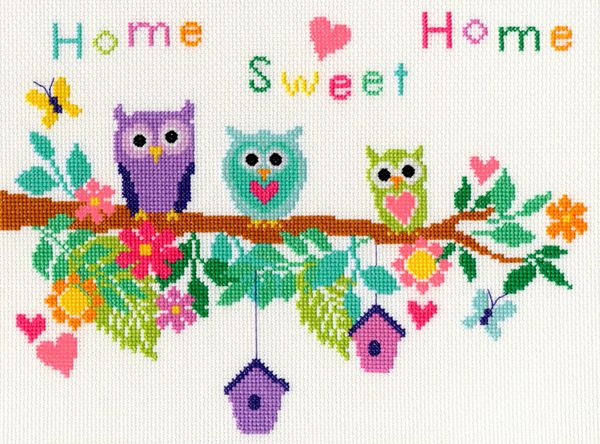 Набор для вышивания нитками Bothy Threads, Owl Bouquet (Совы), 28х21 см