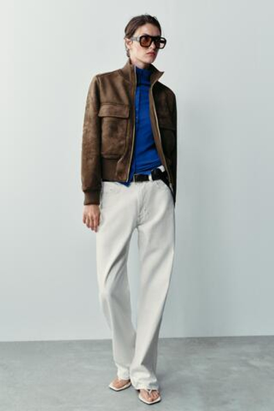 БОМБЕР ИЗ ИСКУССТВЕННОЙ ЗАМШИ — ZARA