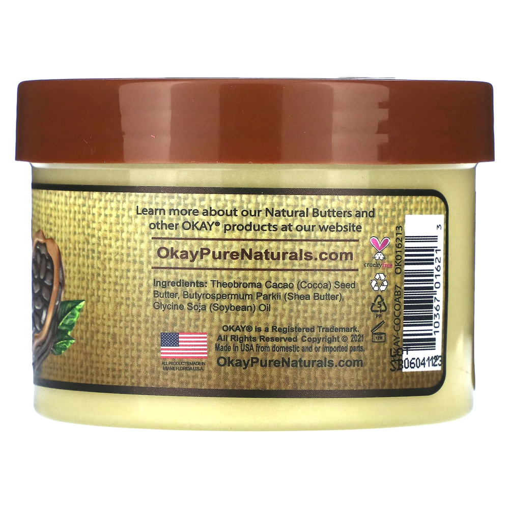Okay Pure Naturals, Натуральное какао-масло, гладкое, 198 г (7 унций)