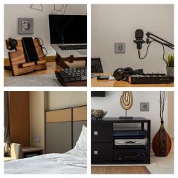 Розетка ЭРА Elegance 14-4108-16 2P+E 16A-250В со шторками с USB type-A+C 5В-3А титан | Эра Elegance
