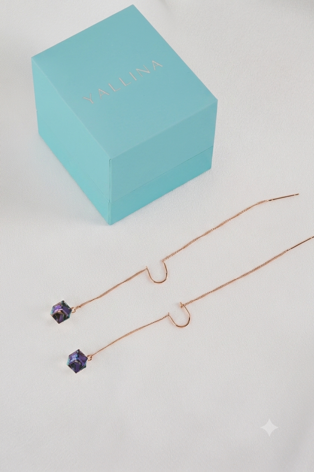 Серьги-протяжки Миражи с фиолетовыми кристаллами Swarovski