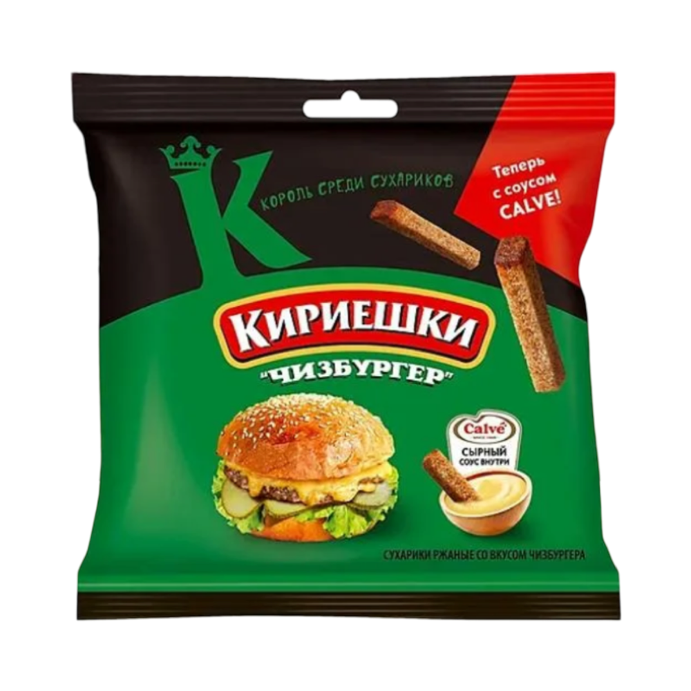 Сухарики Кириешки чизбургер/сырный соус 60 гр м/у