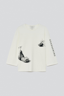 ZARA X BAISI GUADAGNINO ФУТБОЛКА REGULAR FIT С КОНТРАСТНЫМ ПРИНТОМ, ЭКРЮ/БЕЛЫЙ