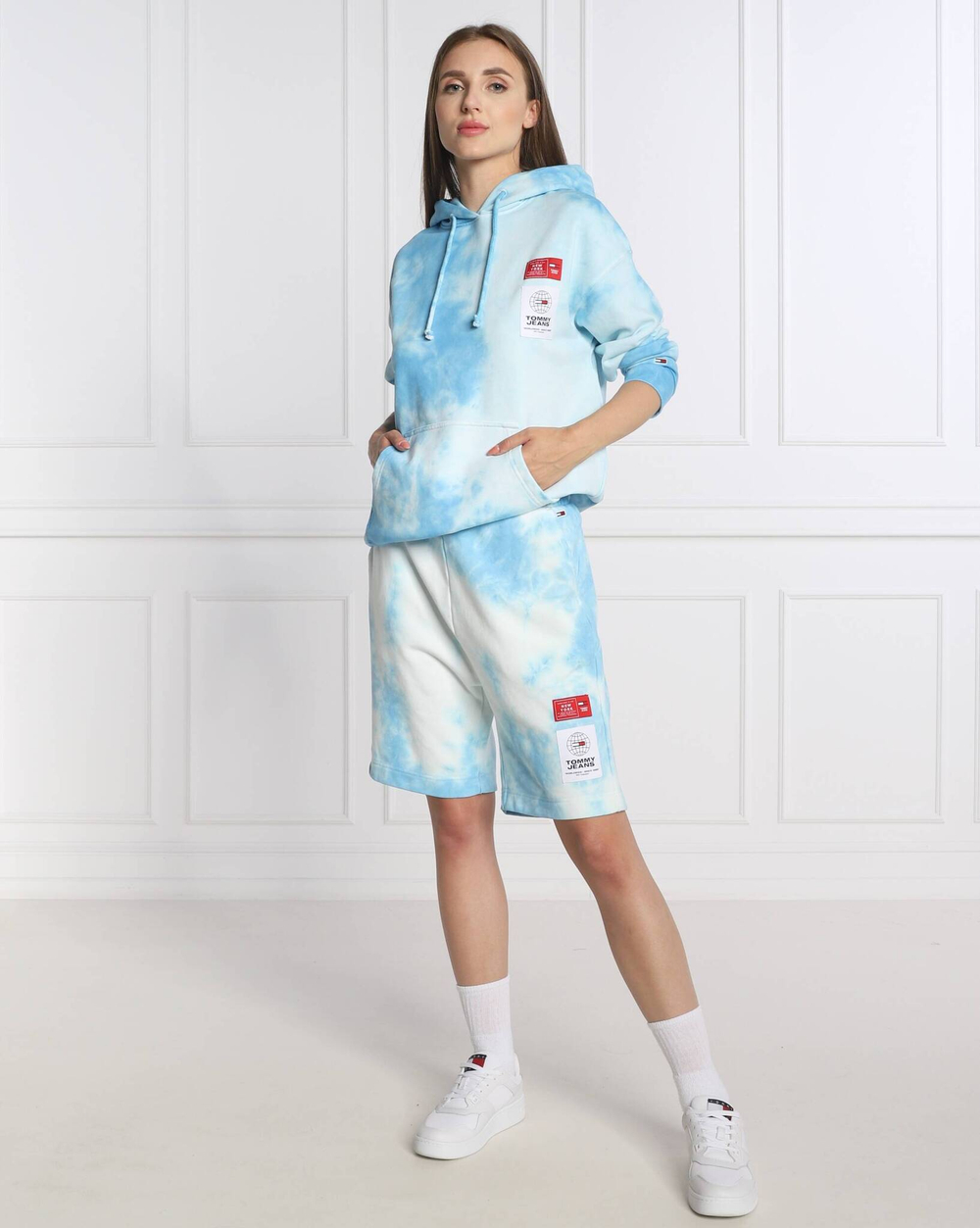 Худи tjw ovrszd tie dye hoodie Tommy Jeans - голубой(DW0DW12646)