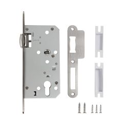 Замок врезной FUARO DD.INOX/C-55.72/R с роликовой защелкой (лиц.планка 20 мм) /62871/
