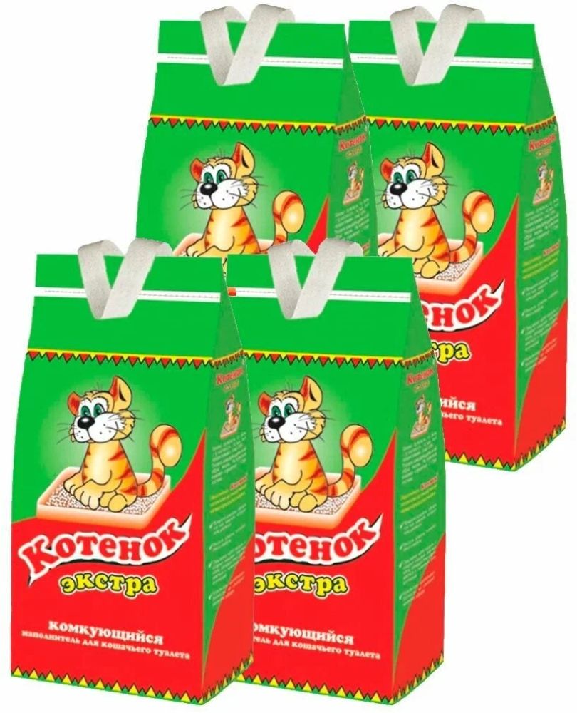 Наполнитель Котенок ЭКСТРА комкующийся, 5 л - 4 шт