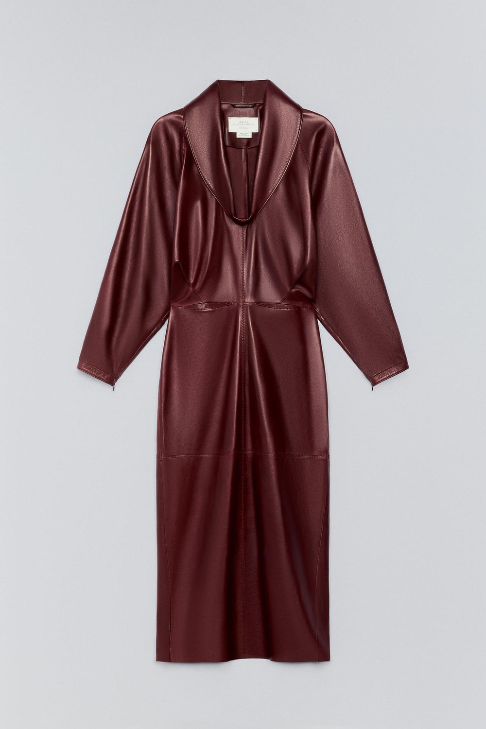ZARA X BAISI GUADAGNINO КОЖАНОЕ ПЛАТЬЕ, ВИННЫЙ