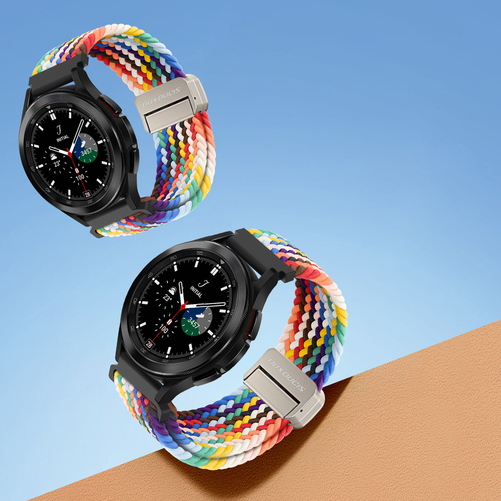 Эластичный ремешок радужного цвета (Rainbow) от Dux Ducis для смарт часов Samsung Galaxy Watch 45 и 46мм (размер крепления 22мм), серия Strap (Mixture Pro Series)