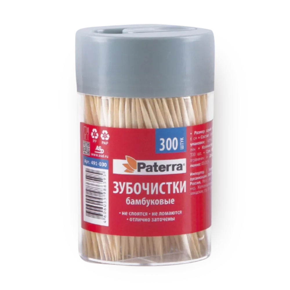Зубочистки бамбуковые "Патерра"300шт
