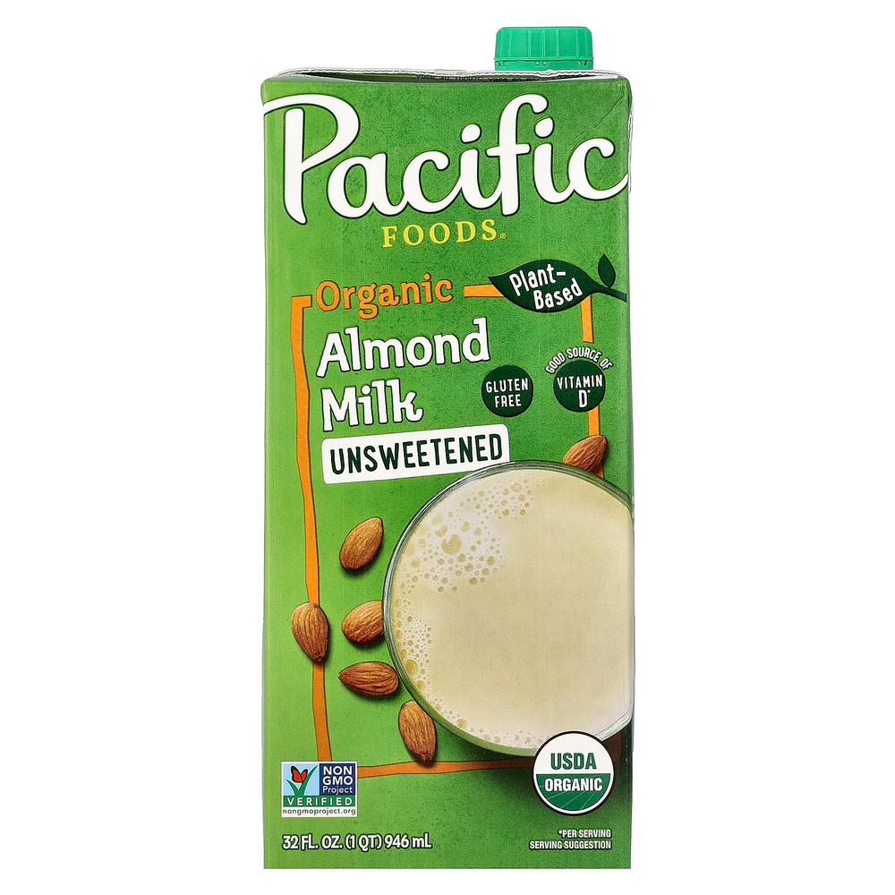 Pacific Foods, органическое миндальное молоко, неподслащенное, 946 мл (32 жидк. унции)