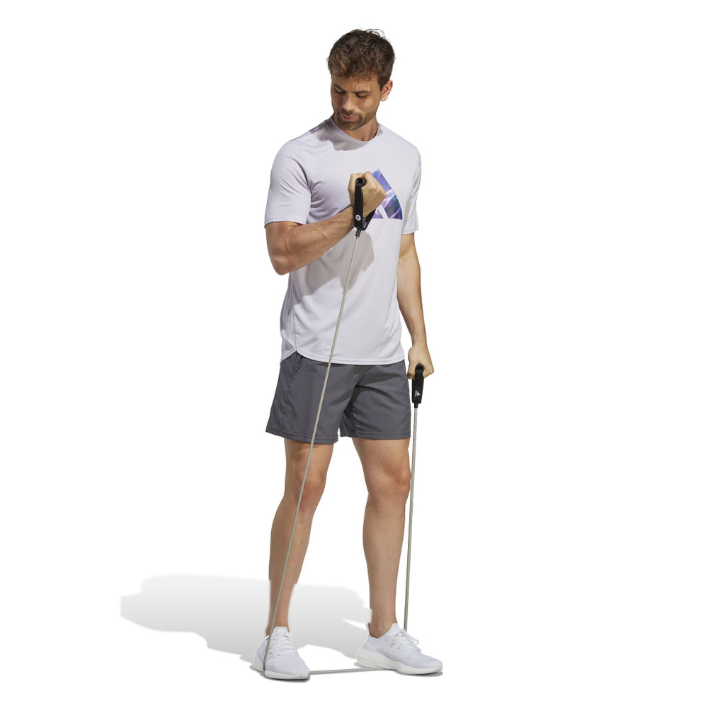 Мужское теннисное поло adidas Designed For Movement HIIT Training T-Shirt Men - White, Violet