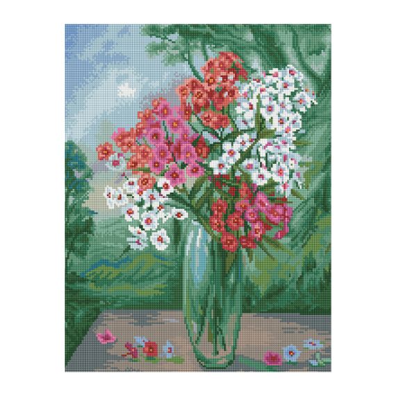 Almaz qaşlarla mozaika \ Алмазная мозаика \ Diamond painting Алмазная мозаика ТРИ СОВЫ "Букет флоксов", 40*50см, холст на деревянном подрамнике, картонная коробк