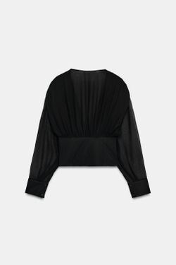 ZARA РУБАШКА В КОРСЕТНОМ СТИЛЕ, ЧЕРНЫЙ