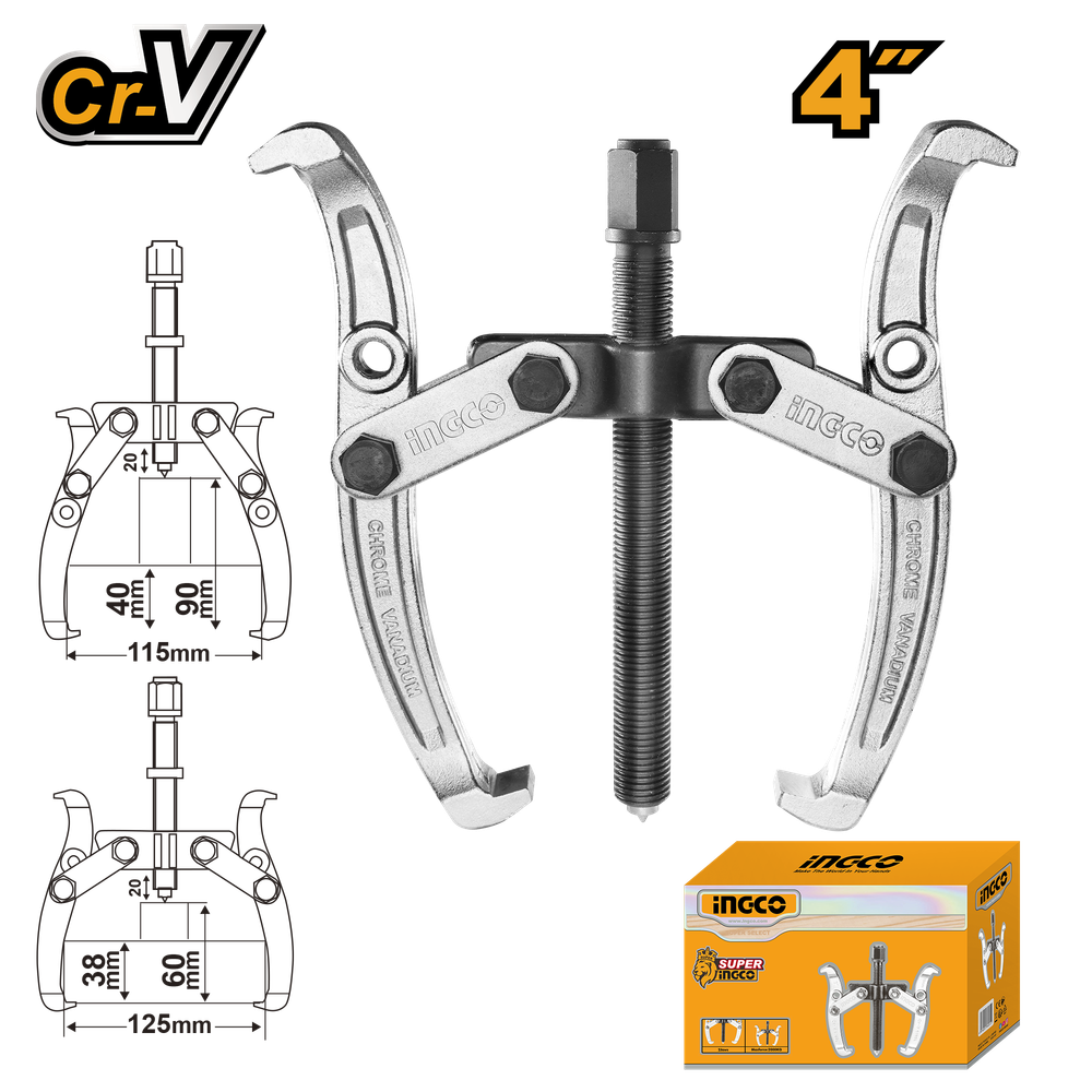 Съемник с двумя захватами INGCO HGP08024 INDUSTRIAL 4" Съемник с двумя захватами INGCO HGP08024 INDUSTRIAL 4"