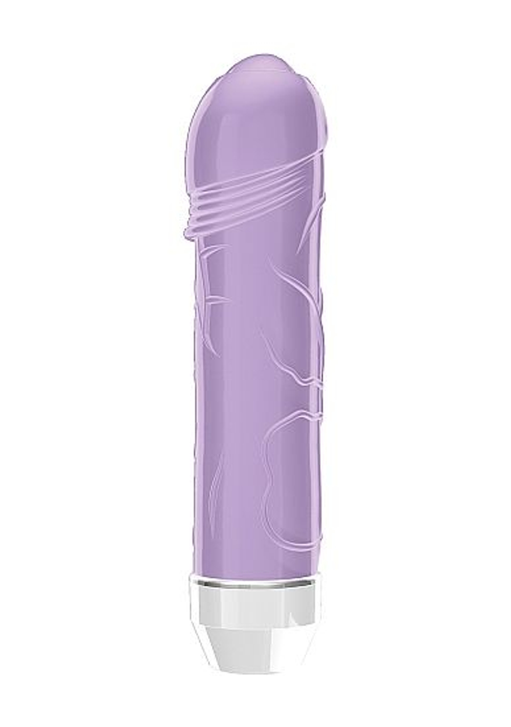Фиолетовый вибратор Lenore с тонкими венками - 14,5 см. (Цвет: фиолетовый)