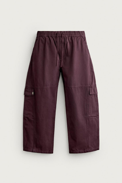 ZARA БРЮКИ-КАРГО BALLOON FIT, ЦВЕТ МАЛЬВЫ
