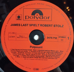 Винтажная виниловая пластинка LP James Last Spielt Robert Stolz (Germany 1977) Salome