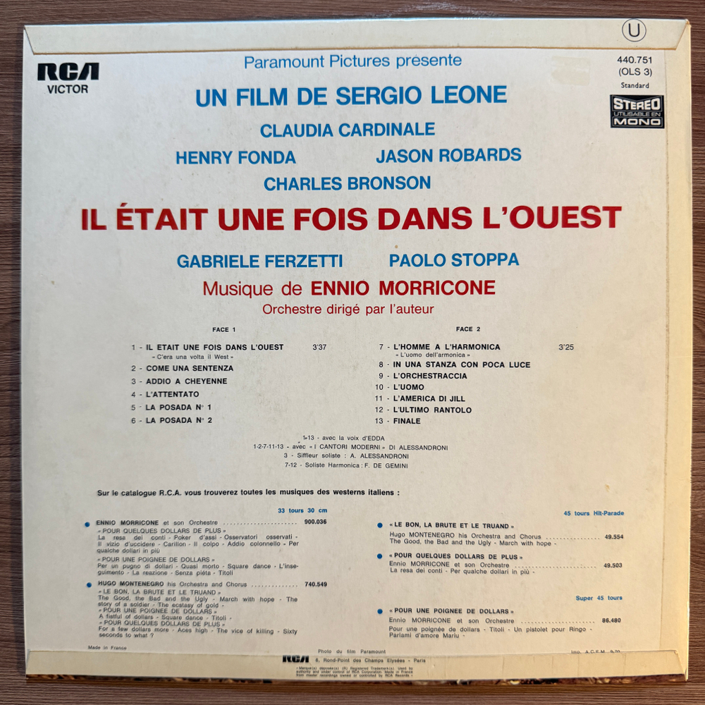 Ennio Morricone ‎– Il Était Une Fois Dans L'ouest (Франция 1970г.)