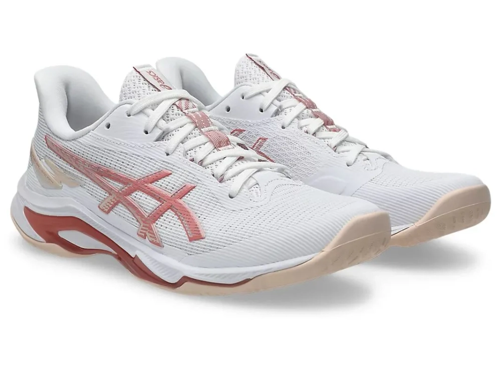 Женские кроссовки для бадминтона/сквоша Asics Netburner Ballistic FF 4 - white/rose rough