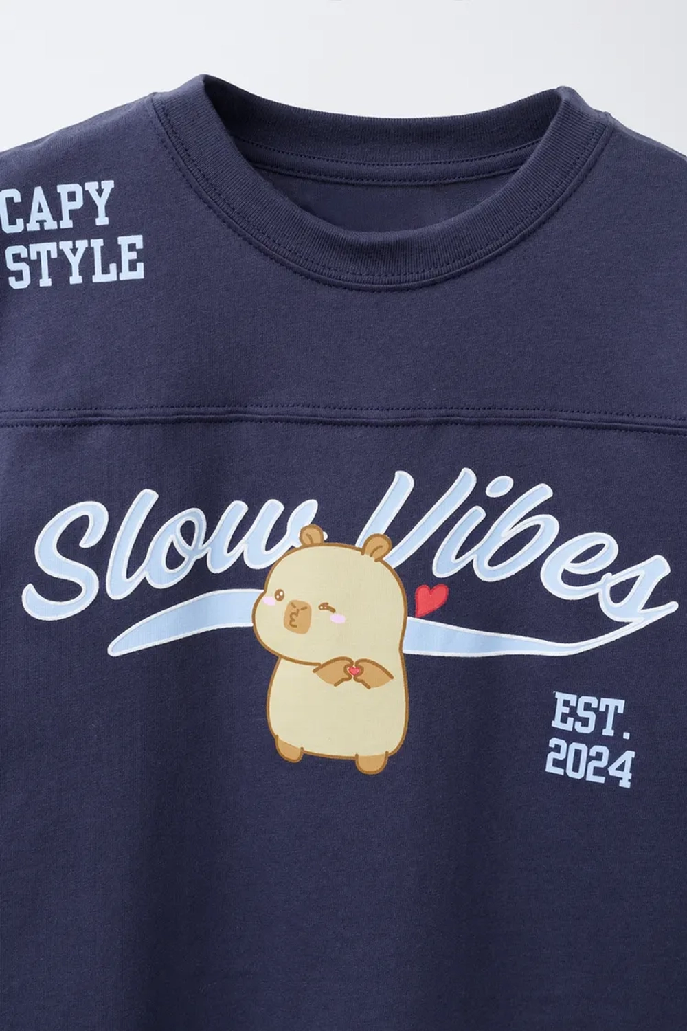 ZARA ФУТБОЛКА С ПРИНТОМ CAPIBARA CAPYFUN ©, МОРСКОЙ СИНИЙ