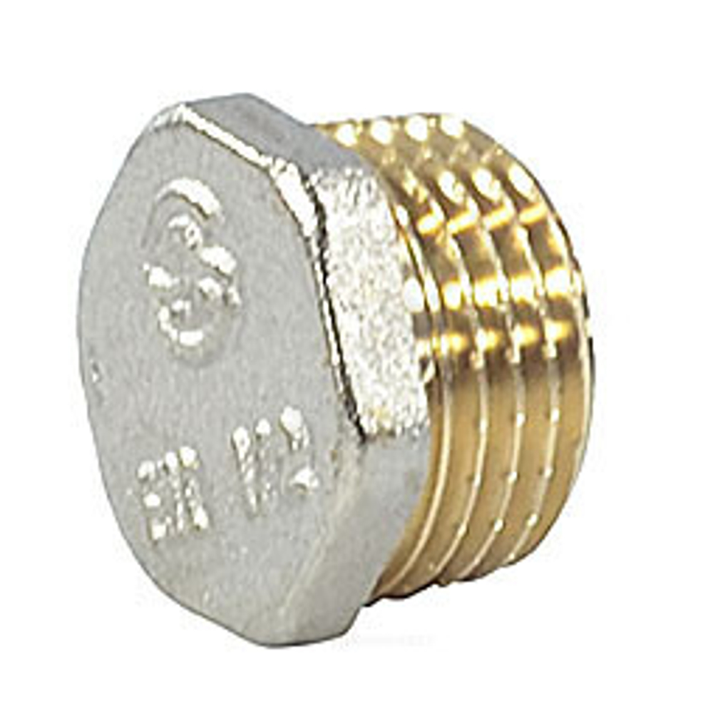Заглушка латунь никель Ду 20 (3/4") НР 9017 ГОСТ 32585-2013 Aquasfera 9017-02