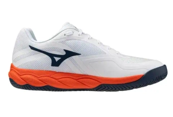 Мужские кроссовки теннисные Mizuno Wave Enforce Court 2 AC - white/insignia blue/orange