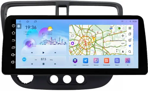 Магнитола для Honda Civic 7 2001-2005 левый руль - FarCar S500-TS18 монитор 12.3" 2K QLED на Android 14, Быстрая, CarPlay, 4G SIM-слот