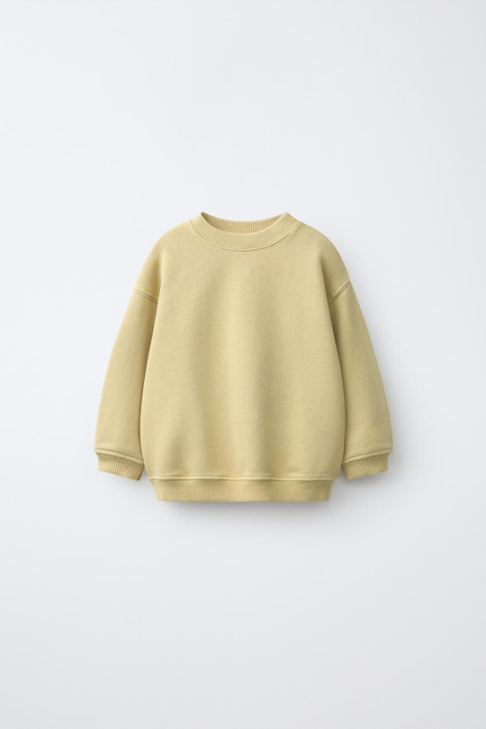 ZARA ОДНОТОННАЯ ТОЛСТОВКА ИЗ КРАШЕНОЙ ТКАНИ, ХАКИ