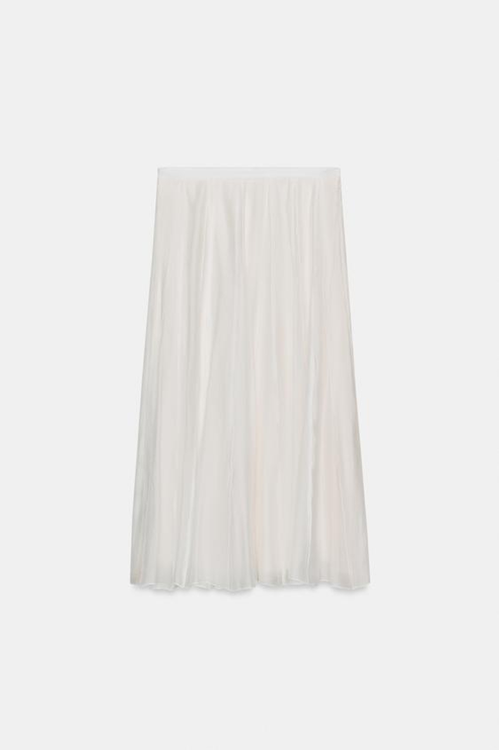 ZARA КОМБИНИРОВАННАЯ СТРУЯЩАЯСЯ ЮБКА — ZW COLLECTION, ЖЕЛТОВАТО-БЕЛЫЙ