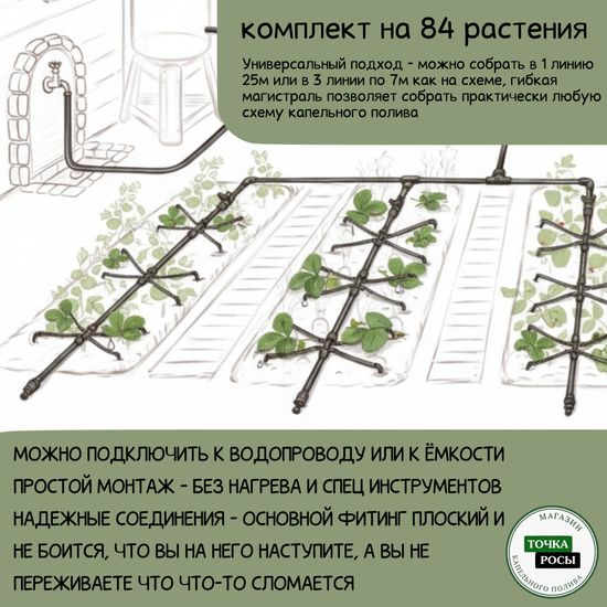 Комплект капельного полива ТОЧКА РОСЫ ПРОФ на 84 растения