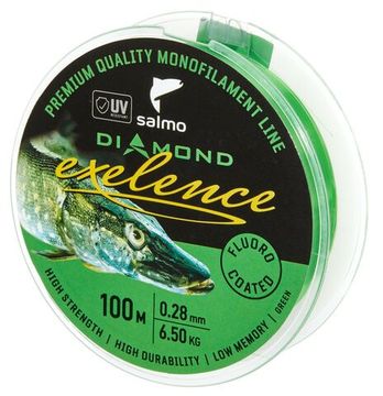 Леска монофильная Salmo Diamond EXELENCE FLUORO COATED Green 100/028